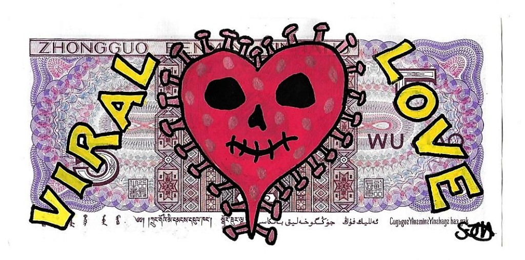 'Viral Love' money art by Harper Bizarre Art, 2020